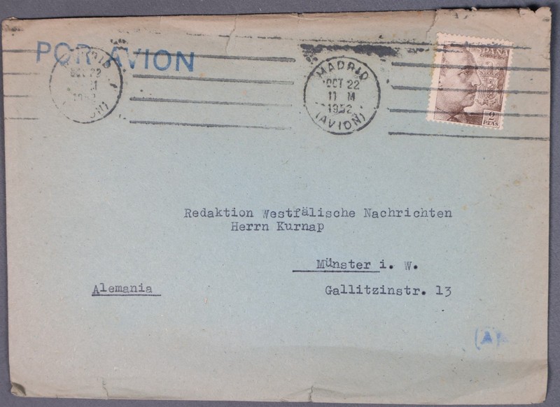 MayfairStamps Spain 1952 Madrid to Munster Germany Air Mail Cover aaz_89903
