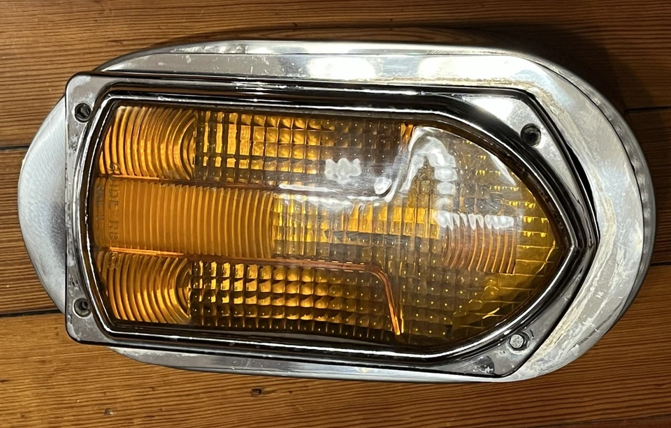 PR Vintage Fire Truck Guide R8-53 Signal Light Lenses w/ Housing & Chrome Bezels - Image 3 of 4