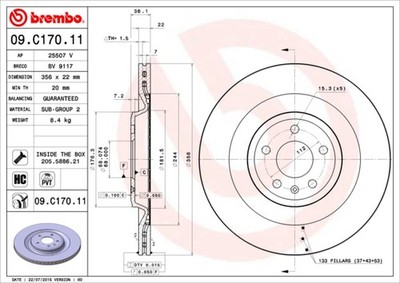 Brembo 09.C170.11 Brake Disc for Audi, Audi (FAW)