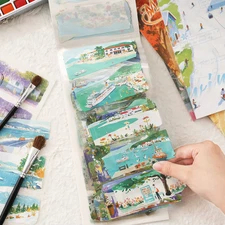 100 Pattern Four Seasons Landscape Sticker & Paper Set DIY Scrapbook Aesthetic