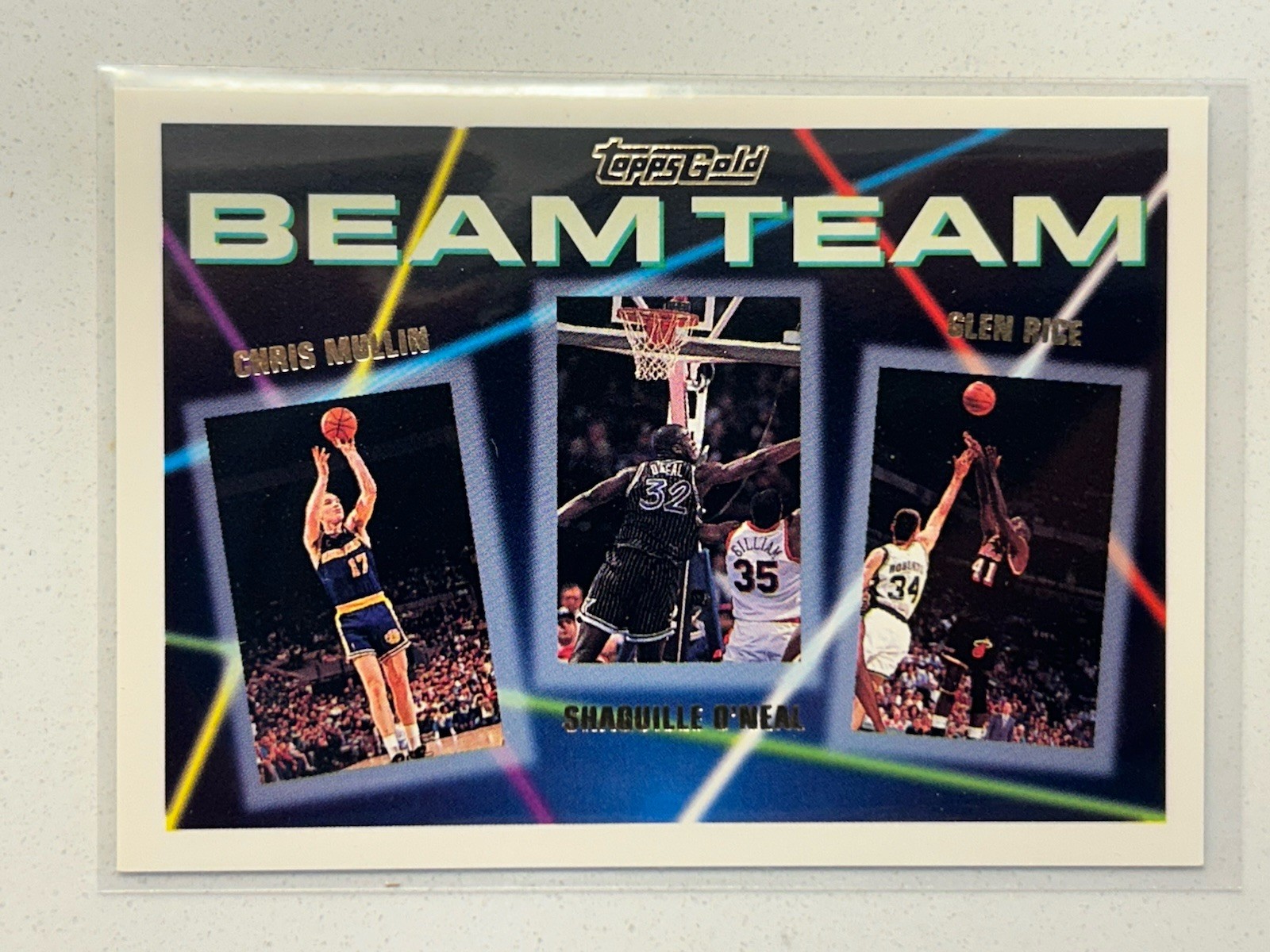 1992 Topps Beam Team #7 Glen Rice Shaquille O'Neal Chris Mullin Gold Rc Rookie