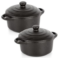 Mini Cocotte AuflaufföRmchen Soufflé FöRmchen Ramekin 2Er Set Deckel 300Ml
