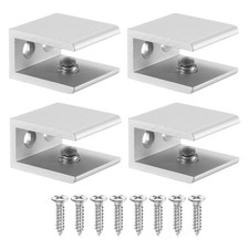 4 Pcs Adjustable Frameless Glass Shelf Brackets, Glass Clamp Clips, Silver