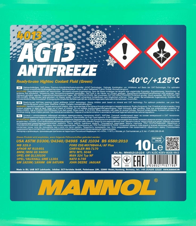 MANNOL Antigel Liquide de refroidissement MN4013-10 10L Jerrycan - Photo 2/4
