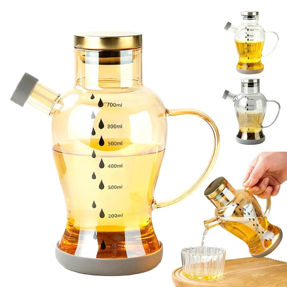 Speiseölflasche 700ml Ölspender Glas Ölflasche Botol Bekas Minyak W9T4