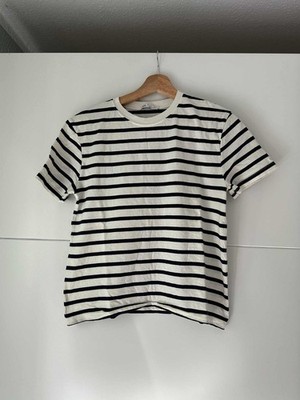 Zara Basic T-Shirt Oberteil Top Crop Bauchfrei Rippshirt Streifen gestreift M