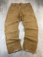 Dickies Work Pants Brown Double Knee Denim Utility Jeans W34” L32” Relaxed Fit