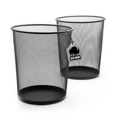 2x Papierkorb Büro Mülleimer Büro schwarz 20L Metall Trash Can Büro Mülleimer