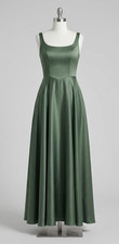 Azazie x Kendall Kylie Scoop Stretch Satin Bridesmaid Dress Eucalyptus Size A10