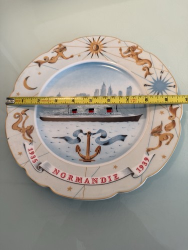 Signed Haviland Limoges France Commemorative Plate SS Normandie 1935 - 1939 #794