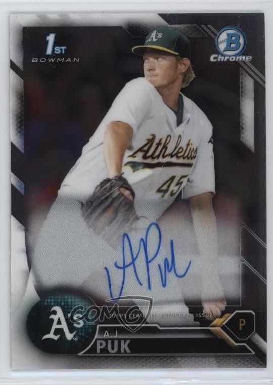 2016 Bowman Draft Chrome Draft Pick Auto AJ Puk #CDA-AP Auto 3n4