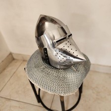 Medieval Pig Face Bascinet Helmet Sliver Steel Halloween Knight Crusader armor