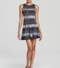 Alice & Olivia Zoey Sleeveless Mini Sweater Dress Wool Blend Blue Silver