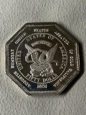 1851 HUMBERT $50 DOLLARS 1 OZ .999 SILVER COMMEMORATIVE OCTAGON EAGLE