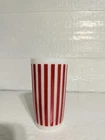 Vintage Hazel Atlas Candy Stripe Red Stripes On Milk Glass Drinking Glass
