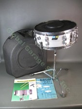 RARE VTG Ludwig 14x6" Silver Acrolite Snare Drum Blue Olive Badge Stand Case