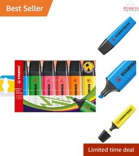 Highlighter Pack of 6 Assorted Colors Fluorescent Markers for Drawing and Dra...