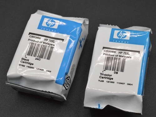 HP 74XL Black & HP 75XL Tri Color Combo Ink Cartridges - New/Sealed (no box)