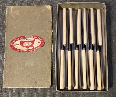 12 Vintage Lamson & Goodnow Celluloid Handle Knife Set- Original Box