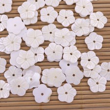50PCS 10mm Carved Natural White Shell Flower Loose Beads Jewelry Making Crafts
