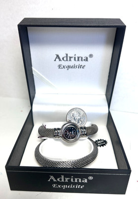Adrina  Exquisite  Women's  Silver tone Bracelet Cuff Watch  Set  in box W206