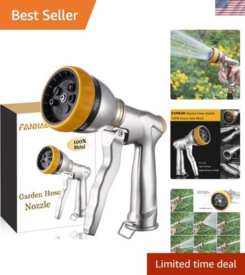 Zinc Alloy Hose Nozzle with 7 Adjustable Spray Settings for All Uses