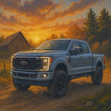 9×9 F-250 Super Duty Sunset Wall Plaque – Truck Garage & Man Cave Décor