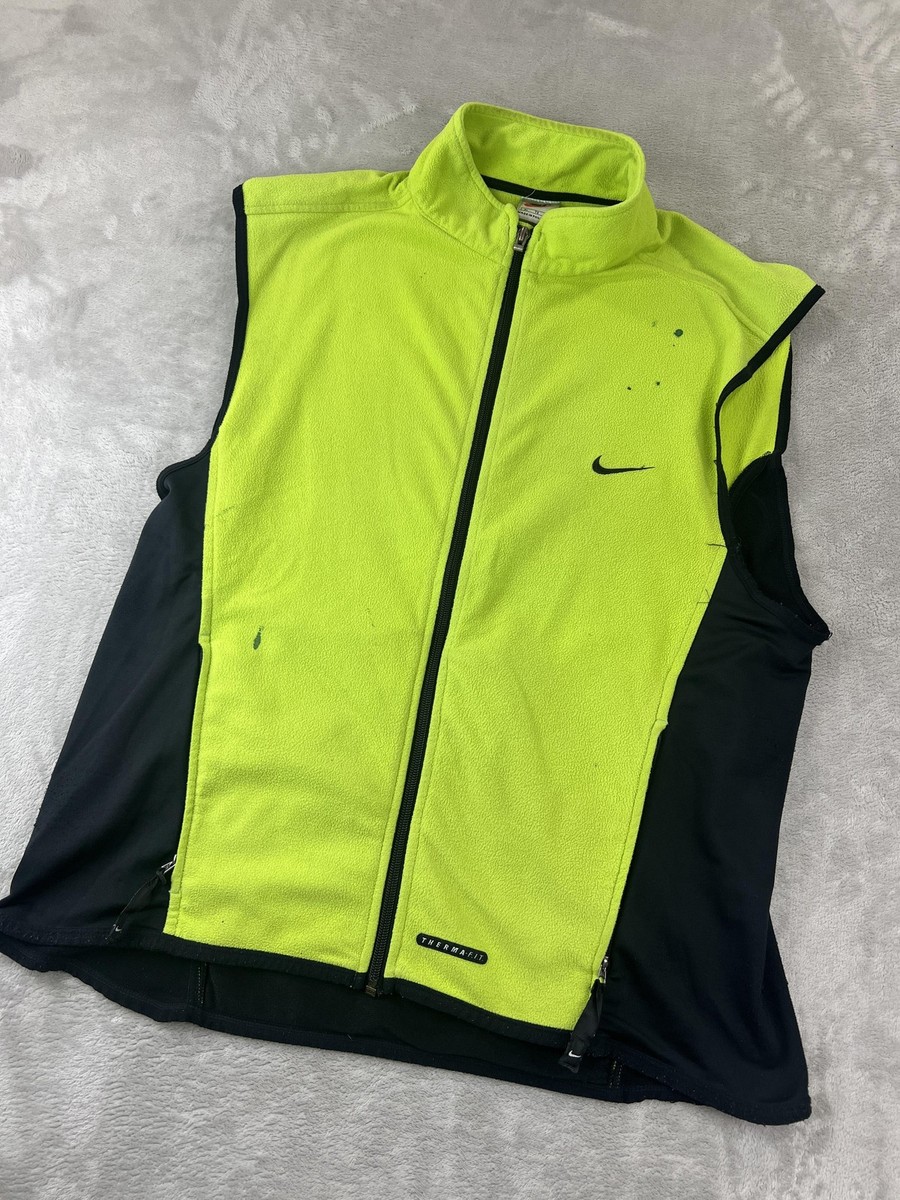 Vintage 90s Nike Therma-Fit Vest Mens XL Green Fleece Zip Pockets 