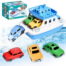 Boat Bath Toys for Toddlers with 4 Mini Car Toys, Water Toys Ferry Boat for B...
