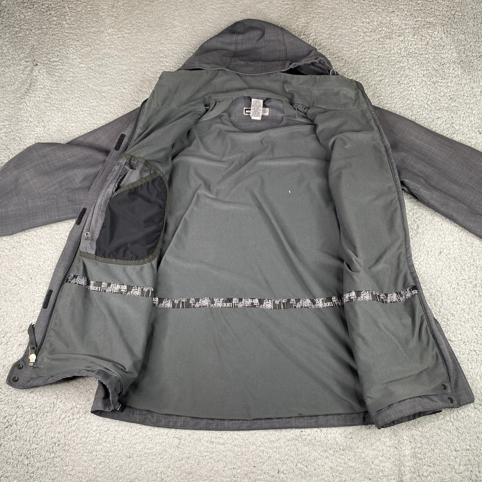 REI E1 Elements Rain Jacket Womes Large Gray Hood… - image 4
