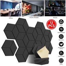 12pcs Acoustic Wall Panel Tiles Hexagon Square Self Adhesive Sound Proofing