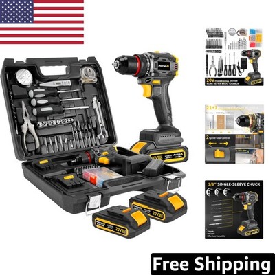 135Pcs Multifunctional Cordless Drill Set, 20V with 2 Lithium Batteries Included