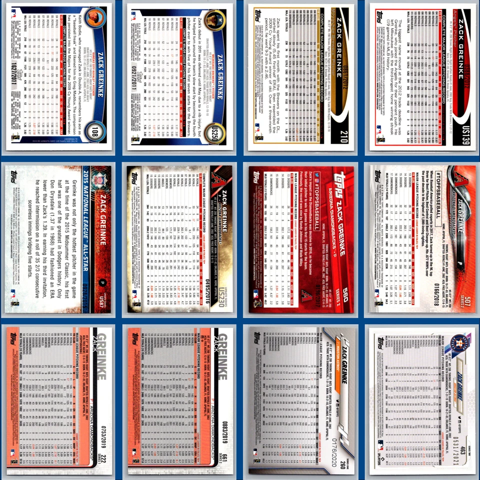 Lote paralelo Zack Greinke (12) tarjetas de béisbol Royals Topps dorado #/20XX conjunto Foto 2 de 4