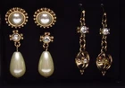 Vintage Rhinestone Pearl Earrings Revival Unworn Costume Jewelry
