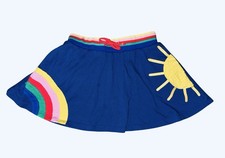 Mini Boden Rainbow Sun Skirt With Hidden Shorts Size 6-7 Youth Blue