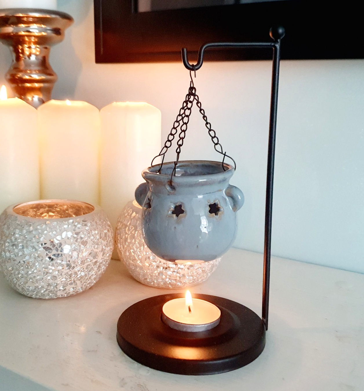 Hanging Oil Burner Ceramic cauldron bowl Wax Melt Burner Aromatherapy Fragrance
