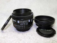 Minty NIKON AF Nikkor 50mm f/1.8 Prime SLR DSLR Standard LENS w/Caps,HOOD  L1A