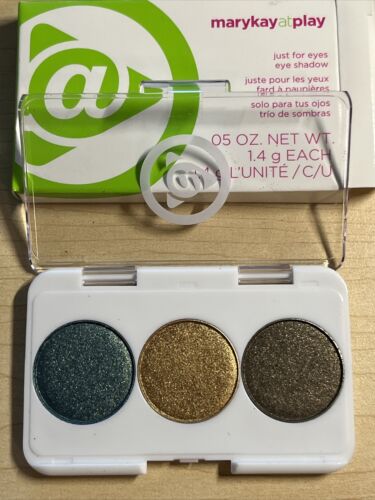 Mary Kay AT PLAY Just for EYES - Eye Shadows ~ Shimmery TRIO ~ Green Tan Brown - Picture 1 of 3