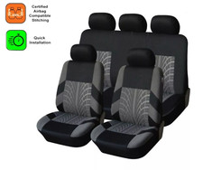 Schwarz Grau Sitzbezüge LUX Polyester Satz passend für Hyundai Honda Jeep Lancia