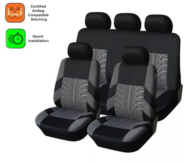 Schwarz Grau Sitzbezüge LUX Polyester Satz passend für Hyundai Honda Jeep Lancia