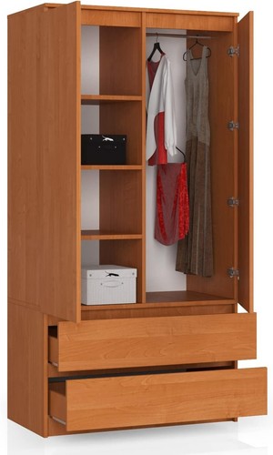 BDW Kleiderschränk 2 Türen, 2 Schubladen, Garderobenschrank für Schlafzimmer - Bild 24 von 67