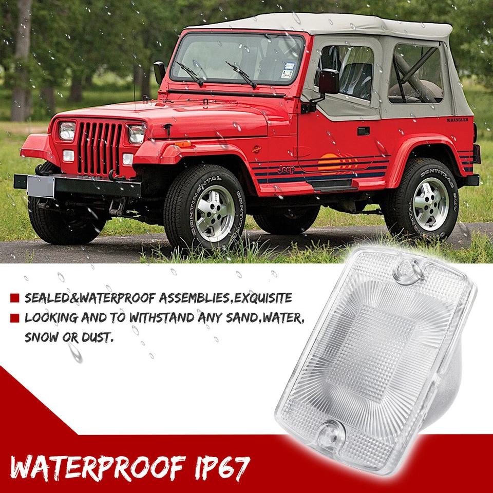 For Jeep 87-95 Wrangler YJ Clear Front Bumper Turn Signal Parking Light Housings - Изображение 4 из 4