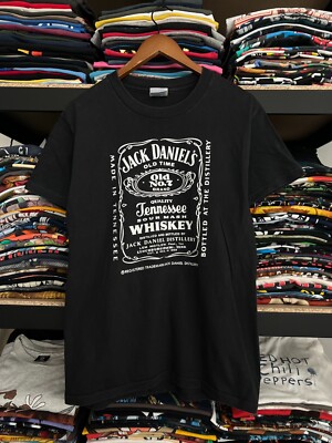 Vintage 90s Jack Daniels Tennessee Whiskey Single Stitch Black Tee Tshirt 