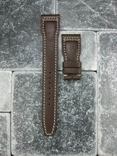 New 22mm Brown CALF Leather Strap Deployment Watch Band IWC BIG PILOT Beige x1