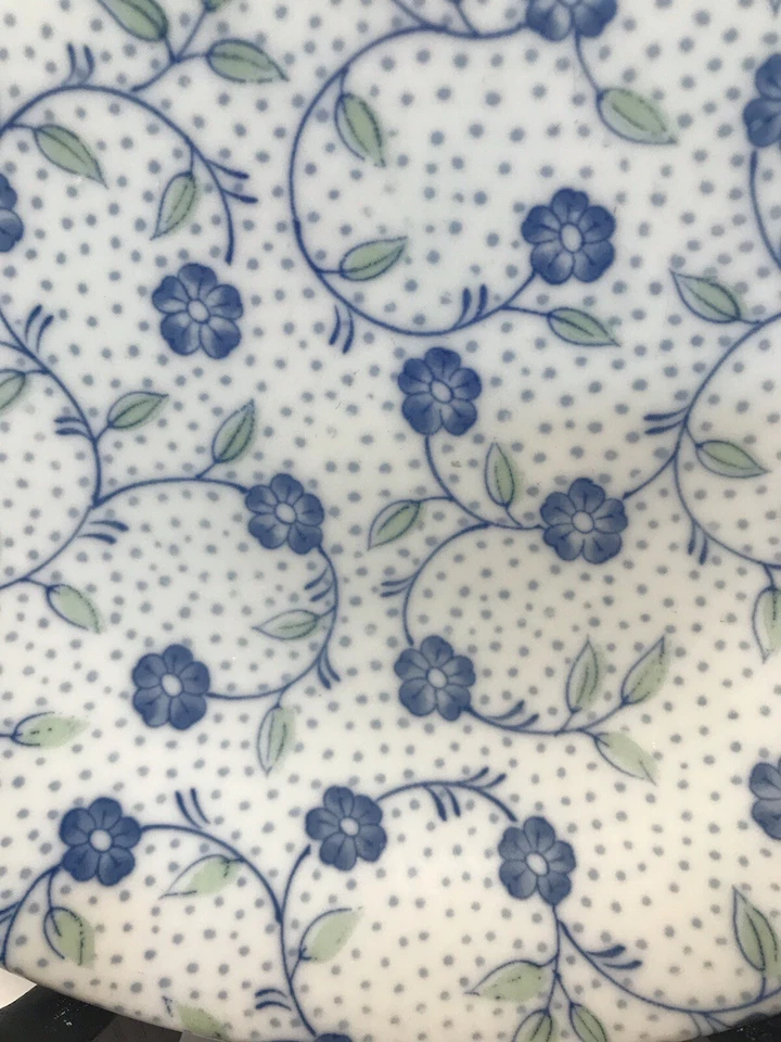 Set Of 2 Bowls Blue Flowers Green Leafs & Polka Dots Chintz Japan Porcelain - Image 4 of 4