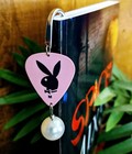 Pink & Black PLAYBOY GUITAR PICK Handmade Silverplate BOOKMARK   *Moving Sale* — photo 1