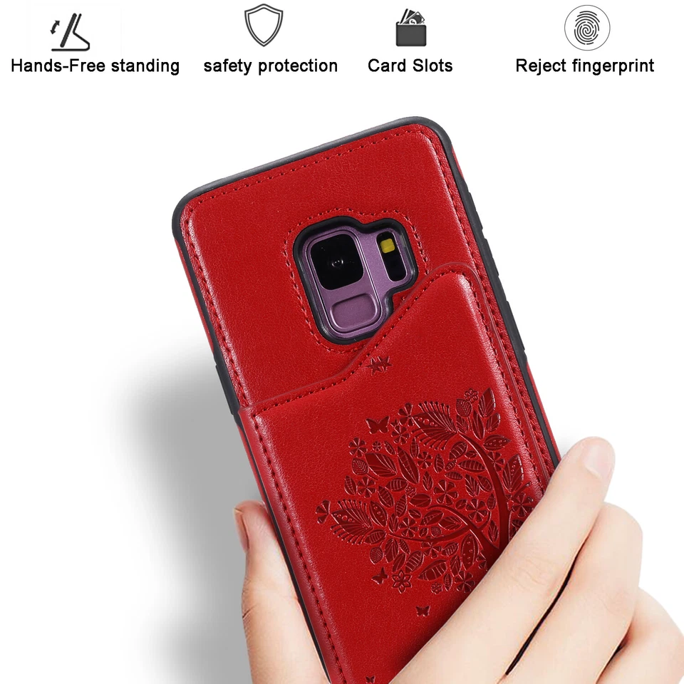 For Samsung S20 S21 Plus Note10 Luxury Pattern PU Leather Black Case Phone Cover - Image 4 of 4