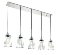 Pendant Chandelier 5 Light Fixture Chrome Dining Living Room Kitchen Island 45"