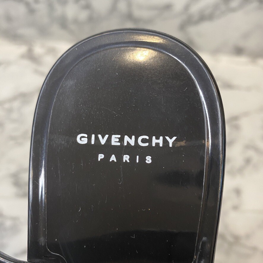 GIVENCHY Glossy Black Rubber Chain Link Flat Slingback GIVENCHY Glossy Black Rubber Chain Link Flat Slingback