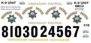 California Highway Patrol Cruiser Decals  Custom 1:43